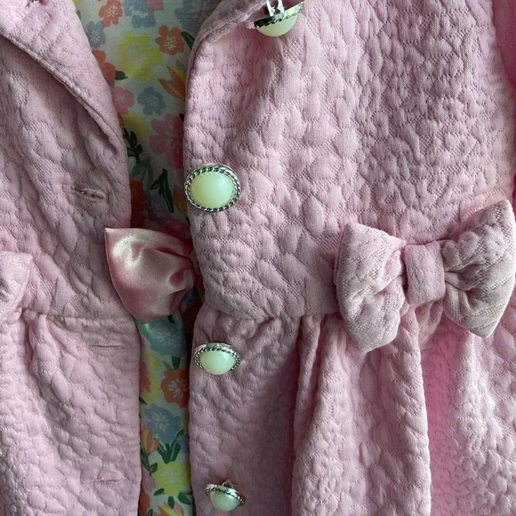 NWT Little Lass 3-Piece Set - Quilted Coat, Satin Floral Dress & Handbag 2T - Picture 10 of 14